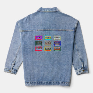 Retro Colourful Cassettes 80's Nostalgia Denim Jacket