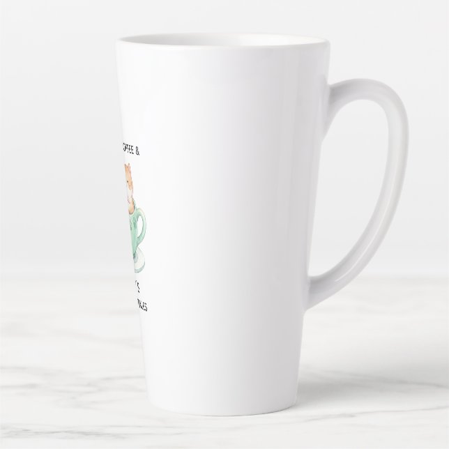 Retro Colourful Cat Custom Name Reading Coffee Latte Mug (Right)