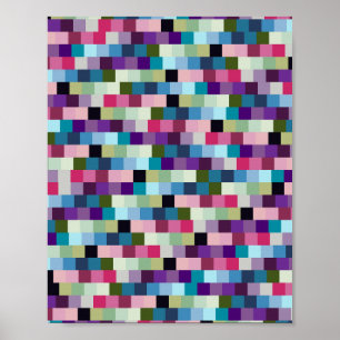 Retro Colourful Chequerboard 01 Poster