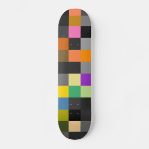 Retro Colourful Chequerboard Skateboard