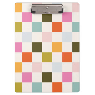 Retro Colourful Chequered Pattern Clipboard