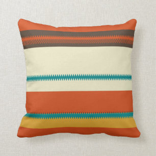 Retro Colourful Chevron Striped Pattern Throw Pillow