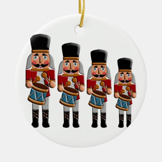 Retro Colourful Christmas Nutcracker Ceramic Ornament (Front)