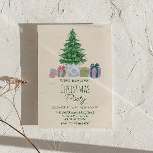 Retro Colourful Christmas Presents Tree Party Invitation