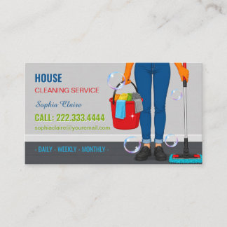 Retro Colourful Cleaning Service Business Card