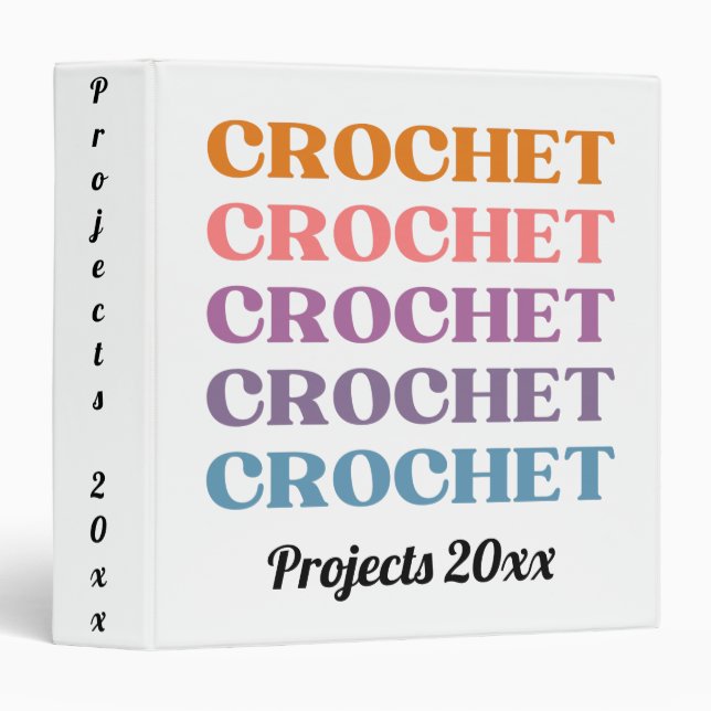 Retro Colourful Crochet purple pink blue Binder (Front/Spine)