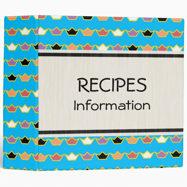 Retro Colourful Crown Modern Geometric Pattern 4 Binder (Front/Spine)