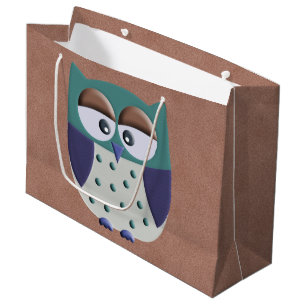 Retro Colourful Custom Owl Large Gift Bag