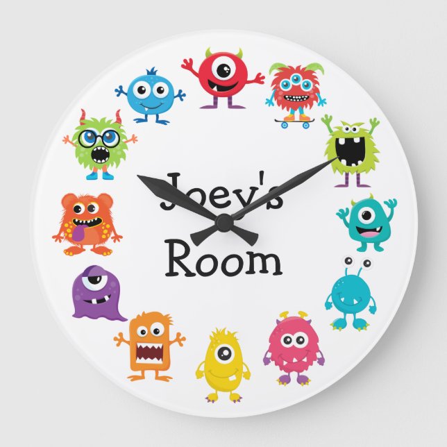 Retro Colourful Custom Personalized Monster Clock (Front)