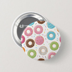 Retro Colourful Doughnuts Pattern Minimalist Fun P 2 Inch Round Button