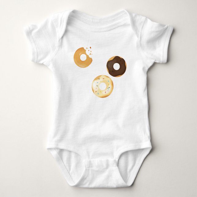 Retro Colourful Doughnuts Pattern Minimalist Fun P Baby Bodysuit (Front)