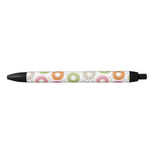 Retro Colourful Doughnuts Pattern Minimalist Fun P Black Ink Pen
