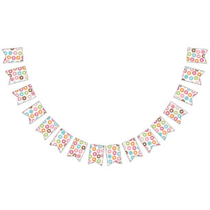 Retro Colourful Doughnuts Pattern Minimalist Fun P Bunting Flags