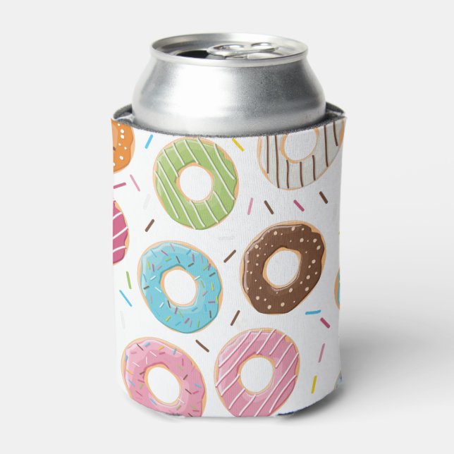 Retro Colourful Doughnuts Pattern Minimalist Fun P Can Cooler (Can Front)