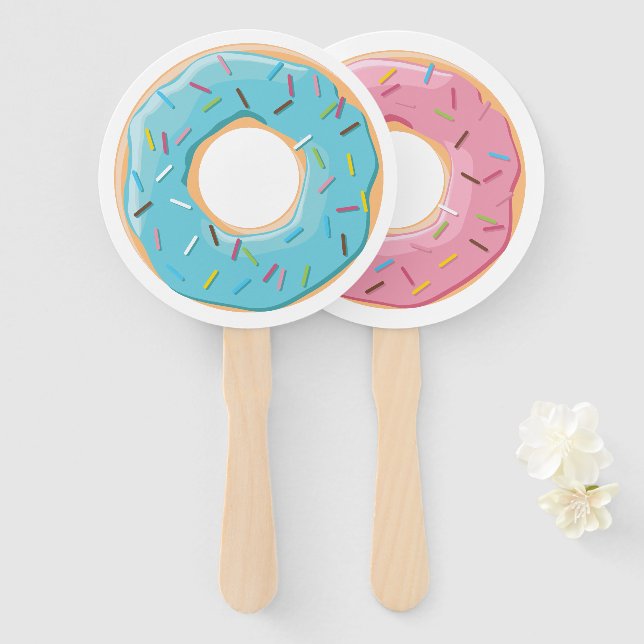 Retro Colourful Doughnuts Pattern Minimalist Fun P Hand Fan (Front and Back)