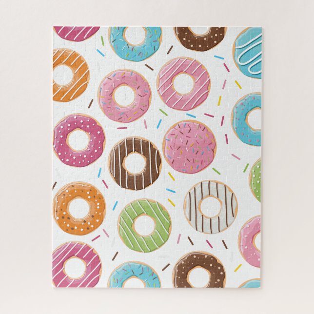 Retro Colourful Doughnuts Pattern Minimalist Fun P Jigsaw Puzzle (Vertical)