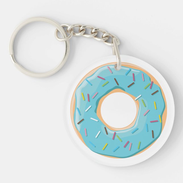 Retro Colourful Doughnuts Pattern Minimalist Fun P Keychain (Front)