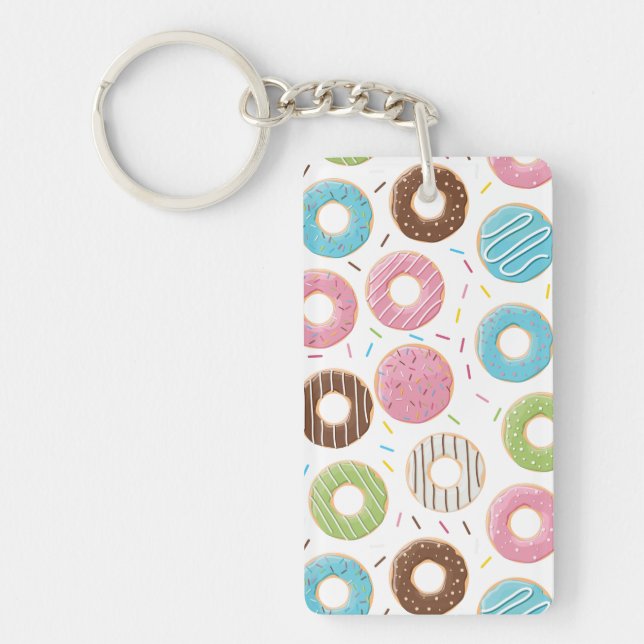 Retro Colourful Doughnuts Pattern Minimalist Fun P Keychain (Front)