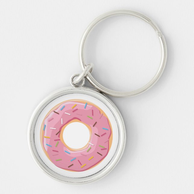 Retro Colourful Doughnuts Pattern Minimalist Fun P Keychain (Front)