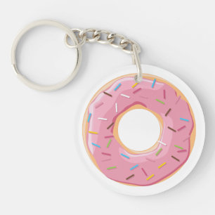 Retro Colourful Doughnuts Pattern Minimalist Fun P Keychain