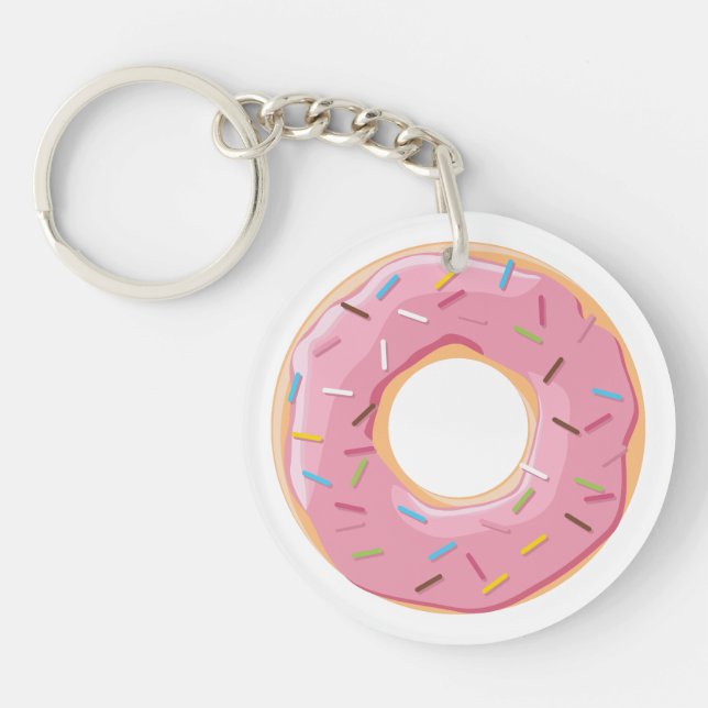 Retro Colourful Doughnuts Pattern Minimalist Fun P Keychain (Front)