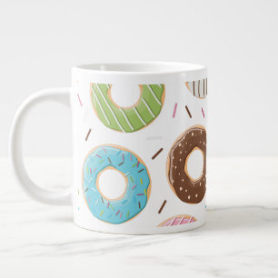 Retro Colourful Doughnuts Pattern Minimalist Fun P Large Coffee Mug