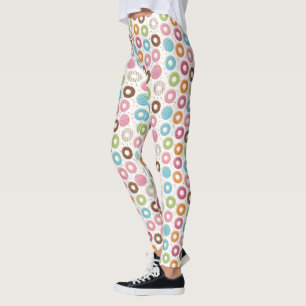 Retro Colourful Doughnuts Pattern Minimalist Fun P Leggings