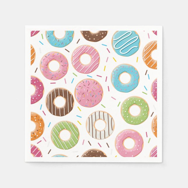 Retro Colourful Doughnuts Pattern Minimalist Fun P Napkin (Front)