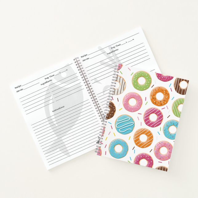 Retro Colourful Doughnuts Pattern Minimalist Fun P Notebook (Inside)