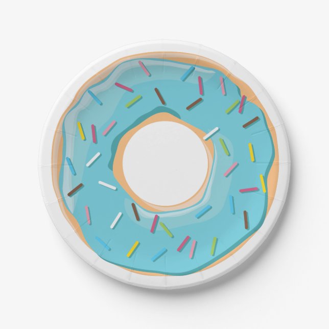 Retro Colourful Doughnuts Pattern Minimalist Fun P Paper Plate (Front)