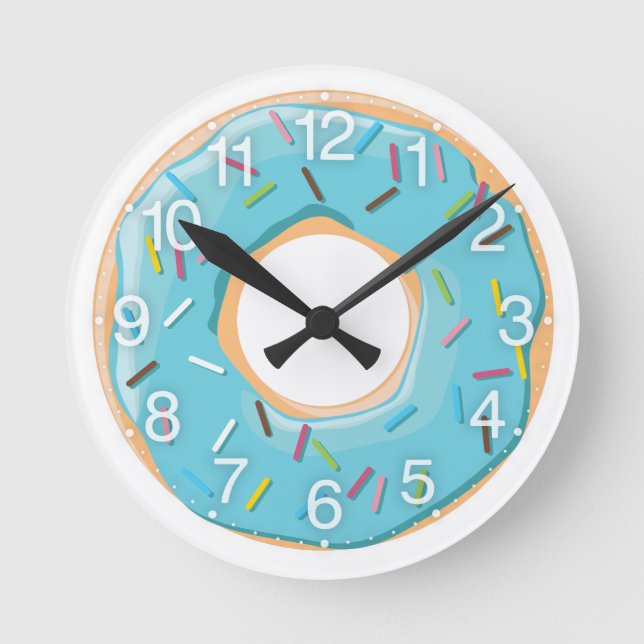 Retro Colourful Doughnuts Pattern Minimalist Fun P Round Clock (Front)