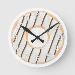 Retro Colourful Doughnuts Pattern Minimalist Fun P Round Clock