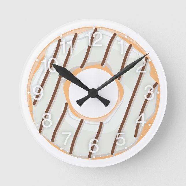 Retro Colourful Doughnuts Pattern Minimalist Fun P Round Clock (Front)