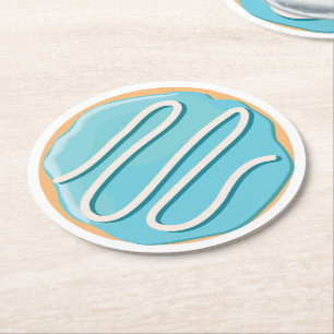 Retro Colourful Doughnuts Pattern Minimalist Fun P Round Paper Coaster
