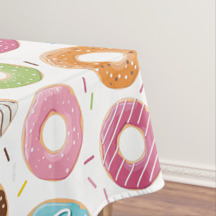 Retro Colourful Doughnuts Pattern Minimalist Fun P Tablecloth