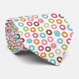 Retro Colourful Doughnuts Pattern Minimalist Fun P Tie