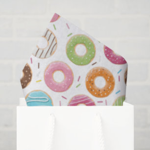 Retro Colourful Doughnuts Pattern Minimalist Fun P Tissue Paper