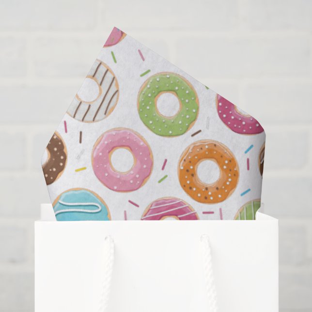 Retro Colourful Doughnuts Pattern Minimalist Fun P Tissue Paper (Gift Bag)