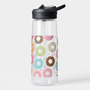 Retro Colourful Doughnuts Pattern Minimalist Fun P Water Bottle