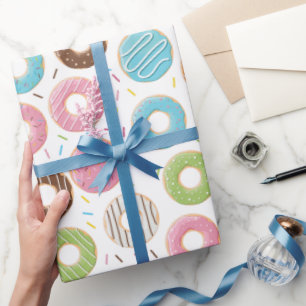 Retro Colourful Doughnuts Pattern Minimalist Fun P Wrapping Paper