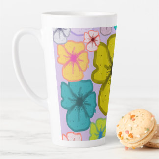 Retro Colourful Floral Pattern Latte Mug