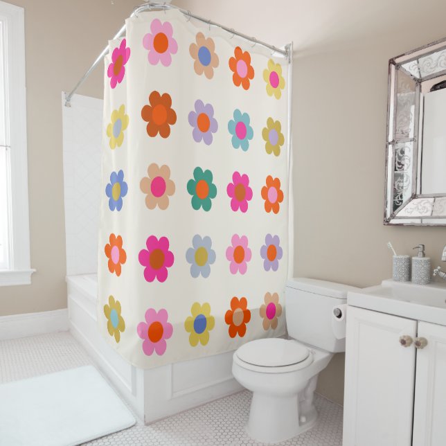 Retro Colourful Floral Preppy Abstract Flowers (In Situ)