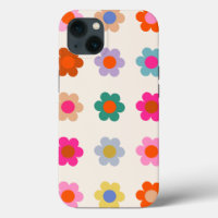 Retro Colourful Floral Preppy Abstract Flowers