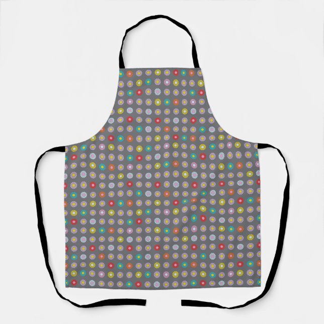 Retro Colourful Flower Apron (Front)