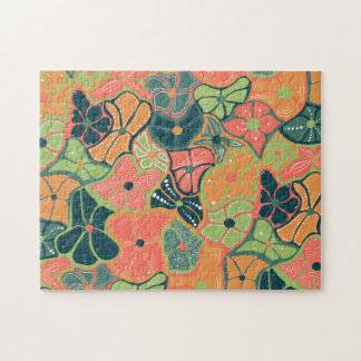Retro Colourful Flower Hard Challenging Difficult Jigsaw Puzzle