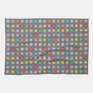 Retro Colourful Flower Kitchen Towel
