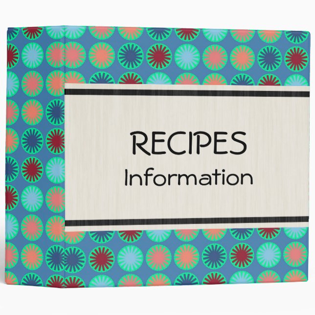 Retro Colourful Flower Modern Geometric Pattern Binder (Front/Spine)