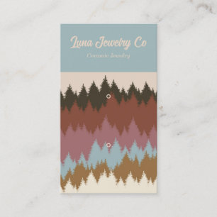 Retro Colourful Forest 2 Pin Jewellery Business Ca Business Card