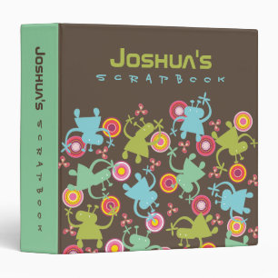 Retro Colourful Fun Cute Boy Cartoon Aliens Patter Binder