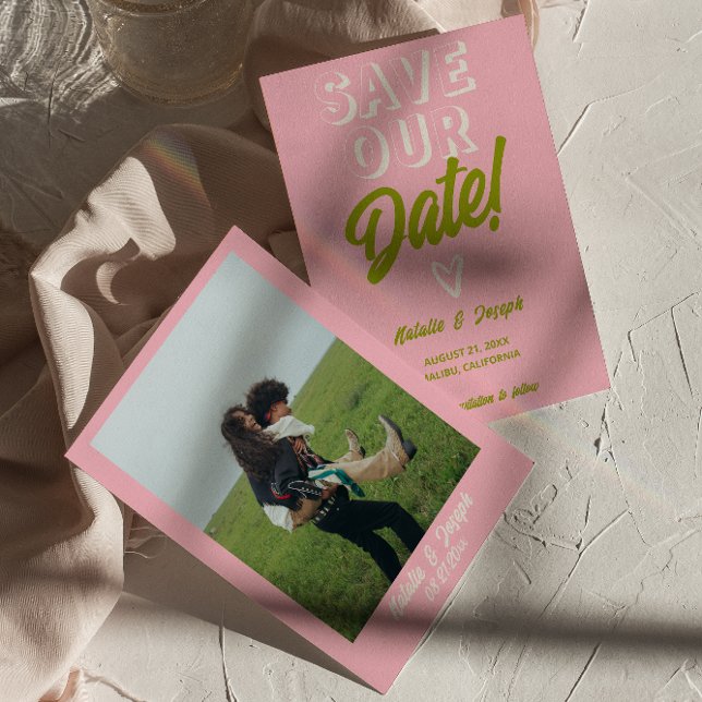 Retro Colourful Funky Bold Modern Unique Wedding Save The Date (Creator Uploaded)